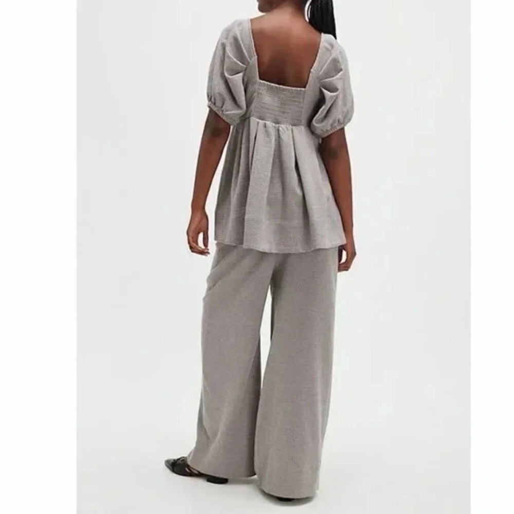 NWT Free People Dani Set Blue and Brown Houndstooth - Picture 3 of 9